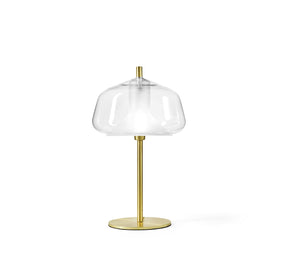 X-RAY LAMPADA DA TAVOLO VETRO BASSO 12CM  TRASPARENTE MONTATURA ORO ATTACCO G9