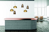 X-RAY SOSPENSIONE UNA LUCE VETRO ALTO BRONZO MONTATURA ORO ATTACCO G9