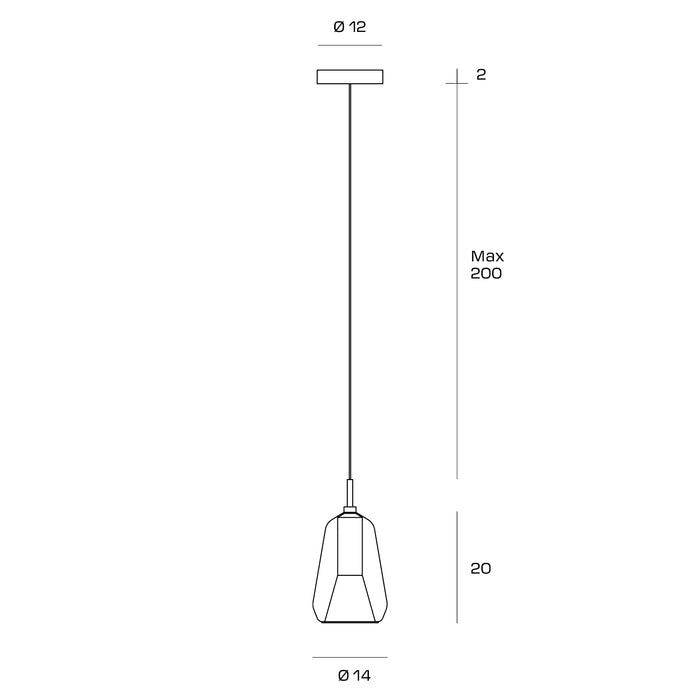 X-RAY SOSPENSIONE UNA LUCE VETRO ALTO BRONZO MONTATURA ORO ATTACCO G9