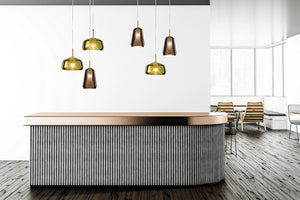 X-RAY SOSPENSIONE UNA LUCE VETRO ALTO BRONZO MONTATURA ORO ATTACCO G9