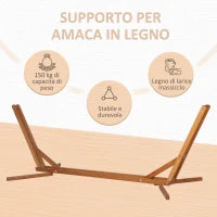 Supporto per Amaca Sospesa Regolabile su 3 Livelli, Pieghevole e Portatile, in Legno, 388x120x89 cm