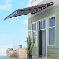 Tenda Solare per Terrazza con Manovella,Resistente alle Intemperie, 350 cm x 290 cm, Blu e Bianco
