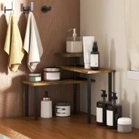 Scaffale Cucina a 3 Livelli Girevoli Salvaspazio in Legno e Acciaio, 40x10x36.5 cm, Marrone Rustico