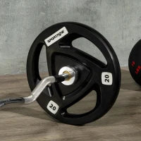 Set di 2 Dischi Pesi da 20kg in Acciaio con Rivestimento in Gomma per Bilanciere