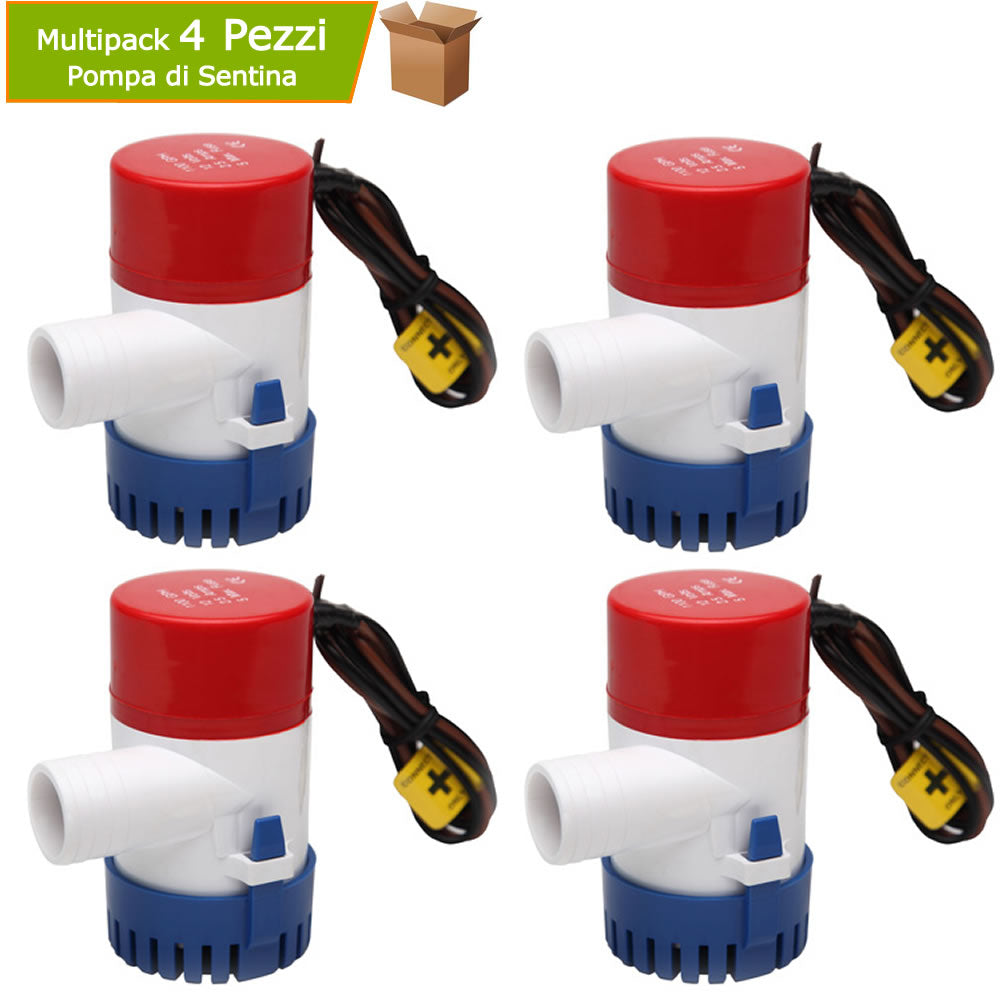 Pompe di sentina vortex 1100 gph ad immersione compatta multipack 4 pezzi