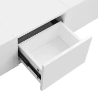 Tavolino da Salotto Lucido Bianco con Struttura Portaoggetti Push-Pull e Doppio Cassetto| Aosom Italy