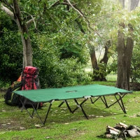 Letto da Campeggio Doppio Pieghevole per 2 Persone, 193 x 125 x 40 cm, Poliestere Oxford e Metallo, Verde