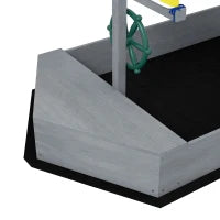 Sabbiera per Bambini 3-8 Anni a forma di Barca, in Legno di Abete e Poliestere, 190x90x138 cm