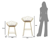 Sgabello Glam Flower Grigio Cm 57X52X94-56X48X72,50