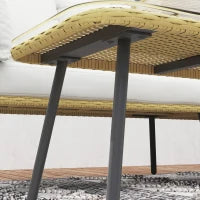 Set da Giardino 4 Pezzi in Rattan PE con Tavolino da Esterni 90x45x42 cm e 2 Divanetti per Esterni 6ex63x74 cm, Bianco Crema