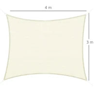 Vela Ombreggiante Rettangolare, Impermeabile e Anti-Raggi UV in HDPE, 3x4m, Crema