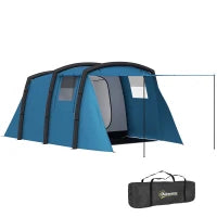 Tenda da Campeggio Gonfiabile 3-6 Persone, Outdoor, Tenda a Tunnel con Finestre, 4.4 x 2.8 x 1.95 m, Blu