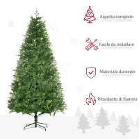 Albero di Natale Artificiale e Ignifugo per Interni con 2056 Rami e Base in Metallo, Ø124x228 cm, Verde