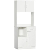Credenza da Cucina con 4 Ante, 1 Cassetto, Ripiano e Ampio Piano, in MDF, 71 x 41 x 178 cm, Bianco