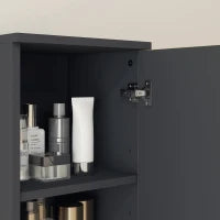 kleankin Mobile Colonna Armadio Bagno, 2 Porte, Ripiano Regolabile, 2 Nicchie, 30 x 30 x 183 cm, Rovere e Grigio Scuro