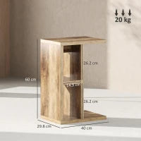 Tavolino da Salotto a C con 3 Ripiani e 2 Scomparti Aperti Salvaspazio, 40x30x60 cm, Marrone