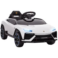 Macchina Elettrica per Bambini Licenza Lamborghini con Clacson e Telecomando, 101.5x49x43 cm, Bianca