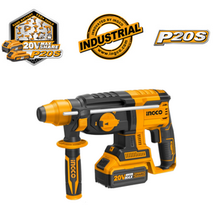 Martello demolitore a batteria 20v + 2 batterie + 4 punte + caricabatterie