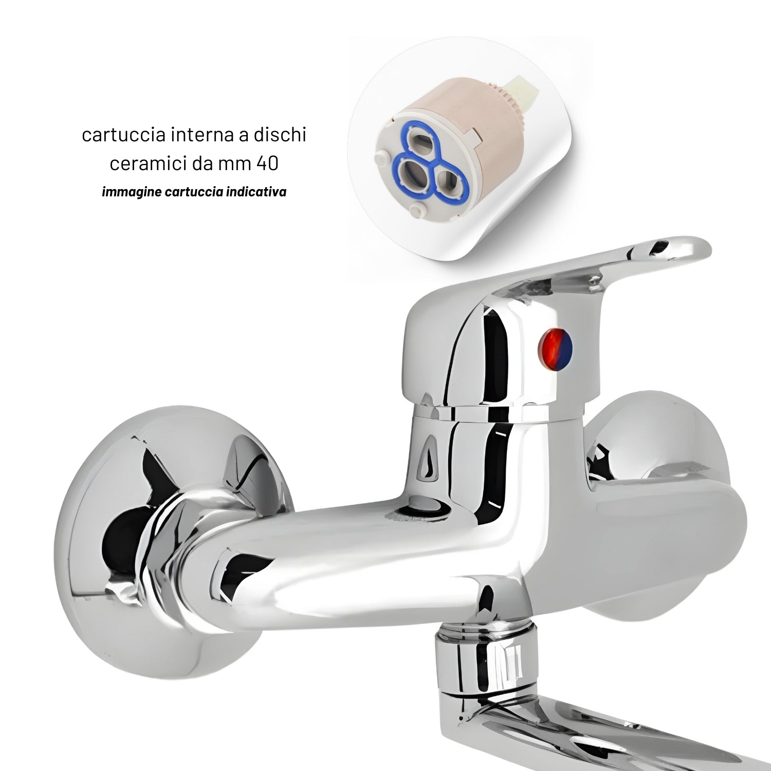 Miscelatore a muro in ottone lavello cucina con 2 canne erogazione orientabile