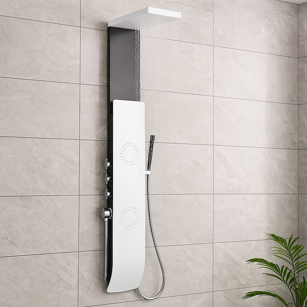 Colonna doccia tec alluminio bianco nero getti idro arredamento h150xl22 *** confezione 1