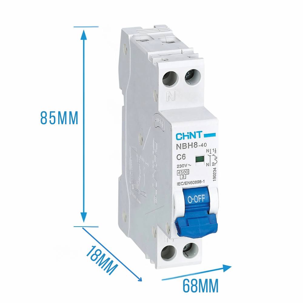 Chint interruttore magnetotermico compatto 1p+n curva c 1 modulo 4,5 ka 230v *** ampere 6 ampere, confezione 1