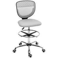 Sedia da ufficio Ergonomica in Rete con poggiapiedi regolabile, 59x59x106-126 cm, Grigio