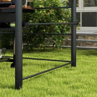 Gazebo per Barbecue con Tetto e 2 Ripiani Portaoggetti, in Metallo e PC, 240x150x230cm, Grigio Scuro
