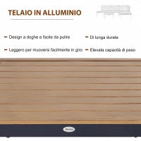 Set da Giardino 3 Pezzi, 2 Divani a 2 Posti e 1 Tavolino da Caffè, in Alluminio, Grigio