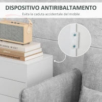 Credenza Moderna con 2 Armadietti e 2 Cassetti con Apertura a Pressione, 79x36x74cm, Bianco Lucido