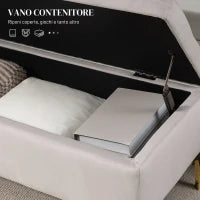 Panca Contenitore Fondo Letto con Tessuto Vellutato e Gambe Dorate, 120x44x44.5cm, Grigio Chiaro