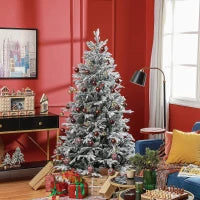 Albero di Natale Innevato 182.88cm con 2531 Rami Alto e Stretto con Base Pieghevole, Verde