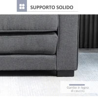 Divano Letto in Tessuto 2 Posti con Imbottitura e Molle, 151x75x85 cm, Grigio