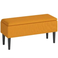 Panca Fondoletto in Poliestere e Legno per Camera da Letto e Ingresso, 95x38x45 cm, Arancione