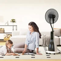 Ventilatore a Nebulizzazione da 3L a 3 Modalità e 3 Velocità, in Plastica e Metallo, 50x40x125 cm, Bianco e Nero