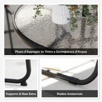 Set da Giardino 6 Pezzi in Acciaio con 4 Sedie Pieghevoli, Ombrellone e Tavolo Rotondo, Crema, Grigio e Nero