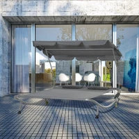 Lettino Matrimoniale 2 Posti Parasole Regolabile da Esterno e Giardino 200x175x134cm Grigio