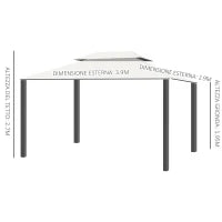 Gazebo da Giardino 4x3m con Zanzariera, Tende e Doppio Tetto in Alluminio e Poliestere, Crema