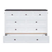 Letto a scomparsa 140x200 cm, letto a piattaforma mobile con cassetti e ripiani, trasformabile e salvaspazio, senza materasso, Bianco