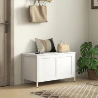 Baule Contenitore da 95 L con Coperchio e Cerniera di Sicurezza 80x40x50 cm Bianco Venato