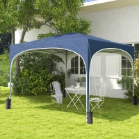 Gazebo Pieghevole, Regolabile in Altezza, Supporti Metallici, con Borsa da Trasporto, 2.95 x 2.95 x 2.55 m, Blu Scuro