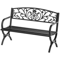 Panca Panchina da Giardino Esterno Metallo, Ghisa 127 × 60 × 85cm Nero