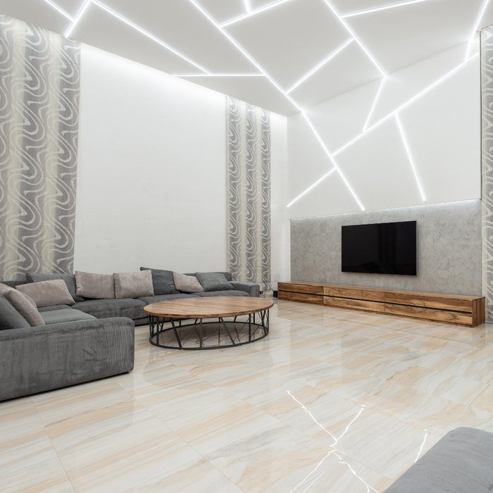 Semilavorato cartongesso fibra alluminio illuminazione led angolare 14,5x29x29cm