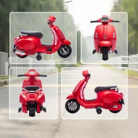 Moto elettrica per bambini 2-6 anni con batteria 6V, faro, clacson e ruote ausiliarie, Rosso