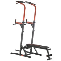 Power Tower Stazione per Allenamento Pieghevole e Multiuso con Barra Trazioni e Sedia Romana, 108x178x202-238cm