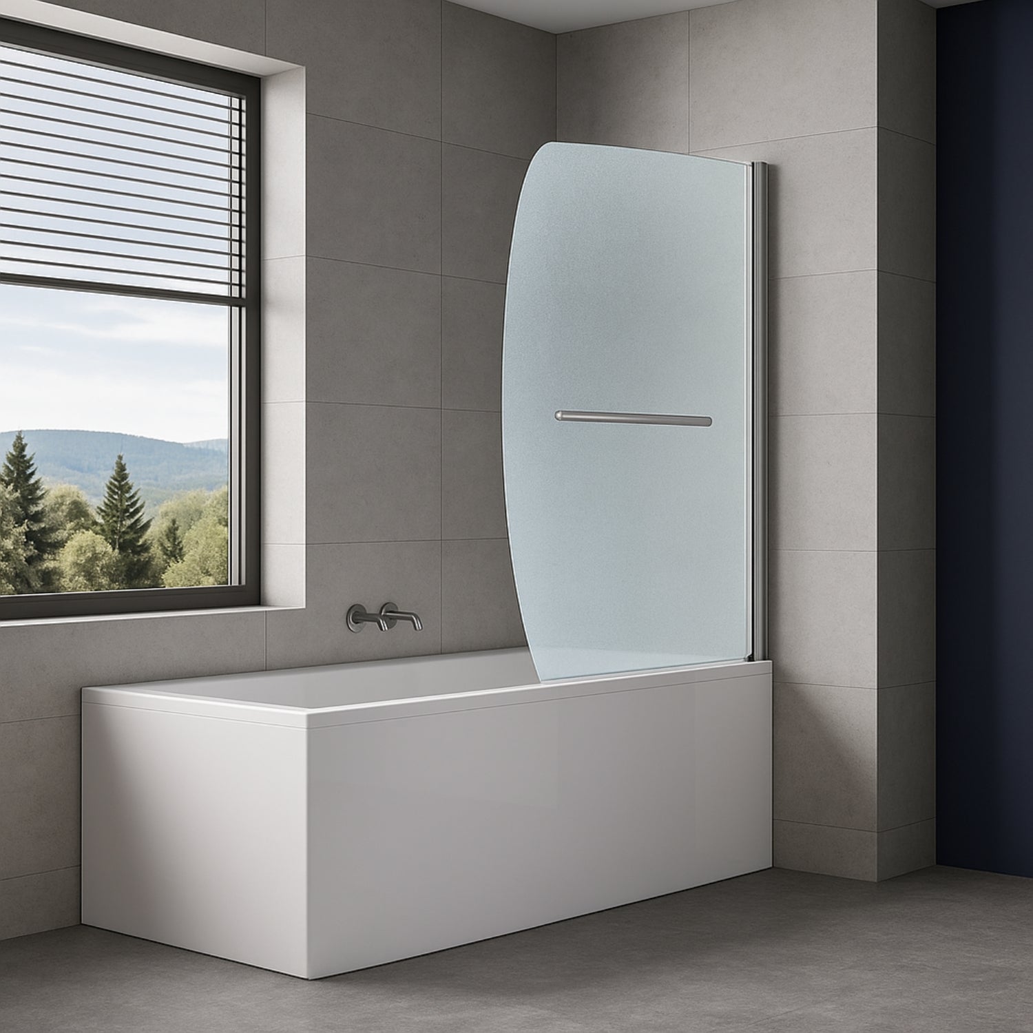 Parete sopra vasca anta singola vetro temperato 140x90cm orientabile 180 gradi *** tipo di cristallo stampato, confez...