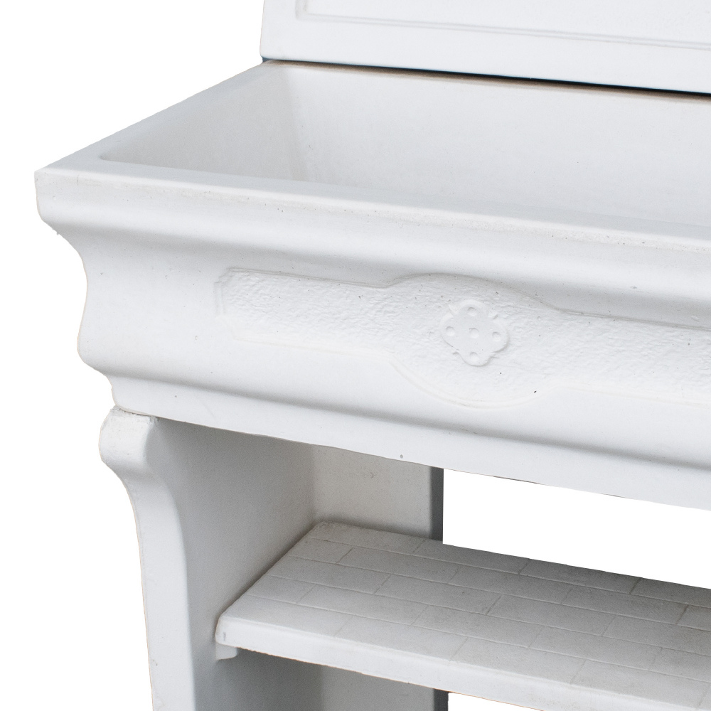 Pilozza lavabo bianca serie romantica cemento calcestruzzo 90 x 50 x h.28 cm