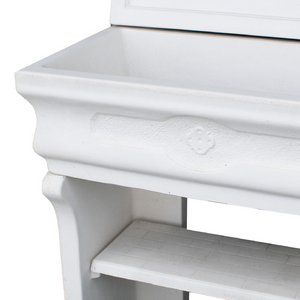 Pilozza lavabo bianca serie romantica cemento calcestruzzo 90 x 50 x h.28 cm