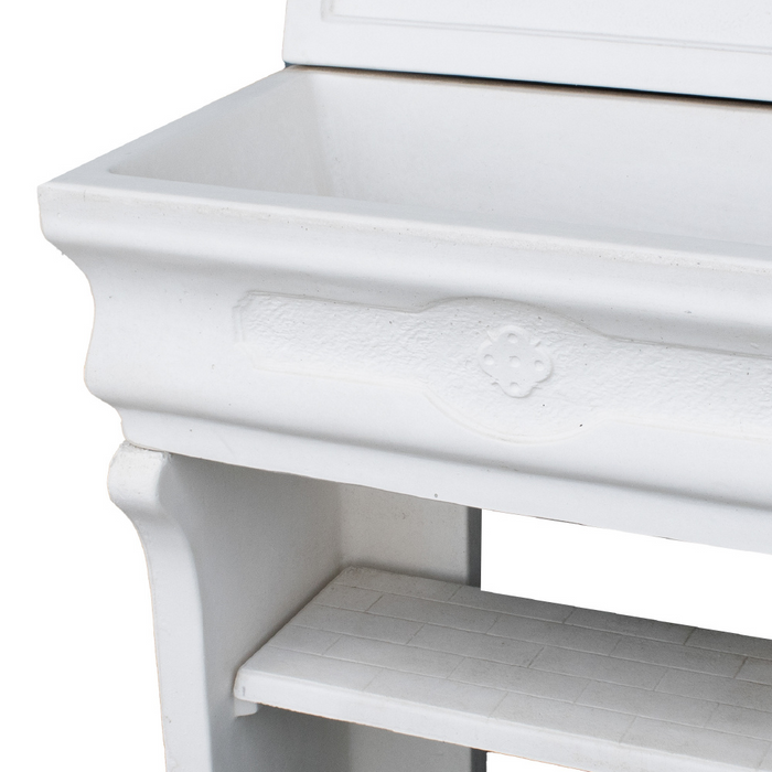 Pilozza lavabo bianca serie romantica cemento calcestruzzo 90 x 50 x h.28 cm