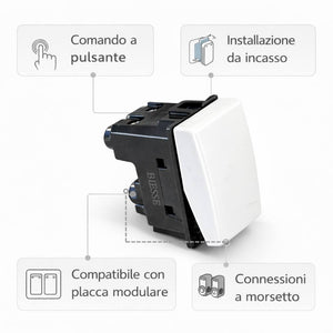 Biesse pulsante unipolare illuminabile 16a compatibile serie bticino matix