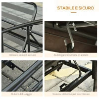 Dondolo da Giardino 3 Posti Lettino e Gazebo Design 3 in 1 con Tettuccio, 256x172x248 cm, Grigio Scuro